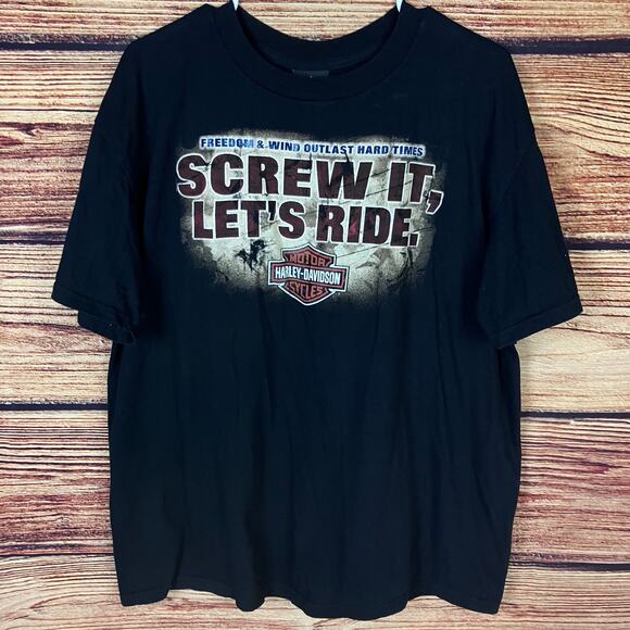 2000s Harley Davidson Motorycles Screw It, Lets Ride T-shirt - Picture 3 of 6